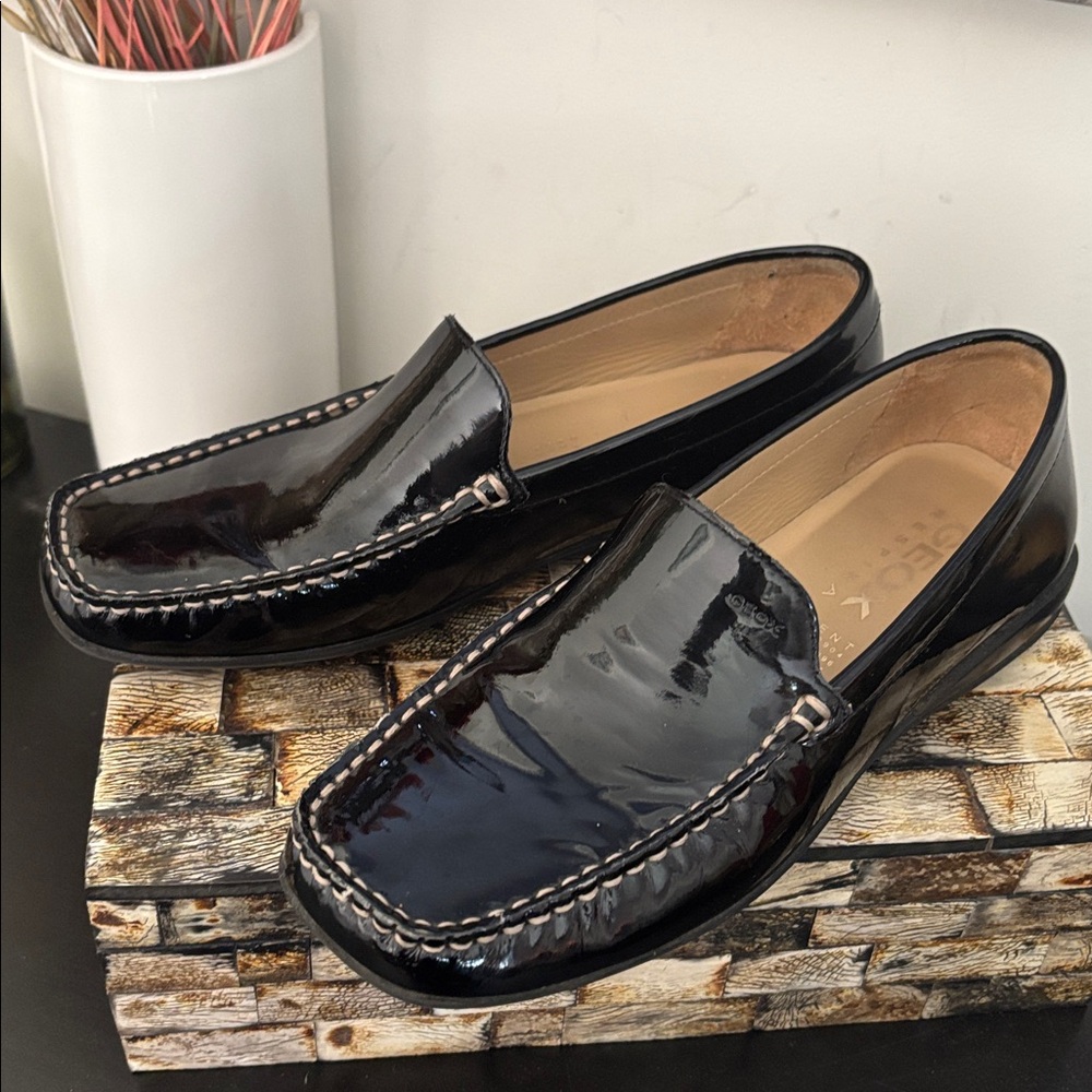 GEOX (6) Respira Patent Loafers Leather Black Slip On Stitching Non-Slip EU 36 - Picture 14 of 15